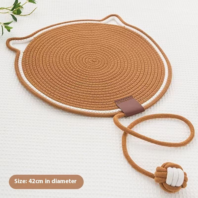 Woven Cat Scratch Mat with Ball Toy